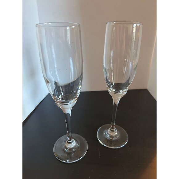Champagne Flutes Tall Set Of 2 Elegant Clear Glass Champagne Flutes Glasses - Picture 2 of 6